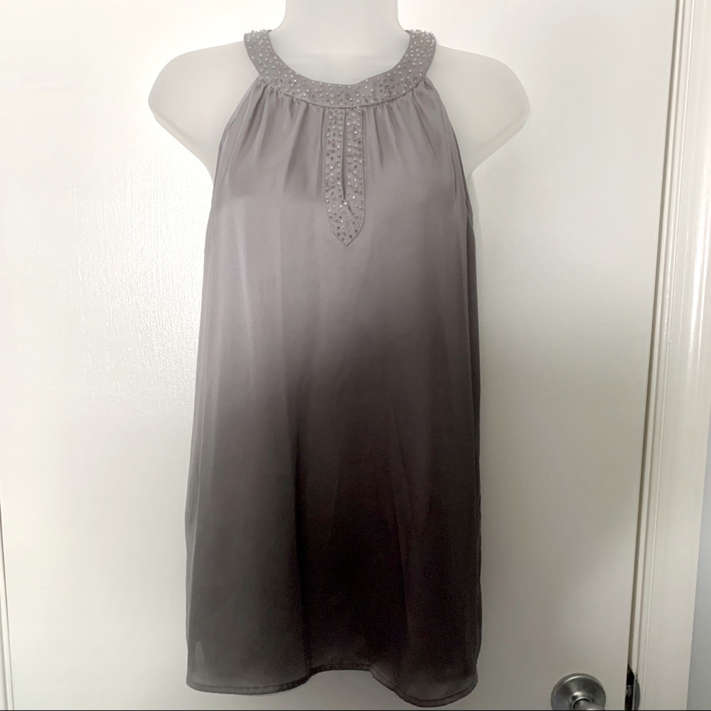 Loose Flowy Gray Top with beading, Medium